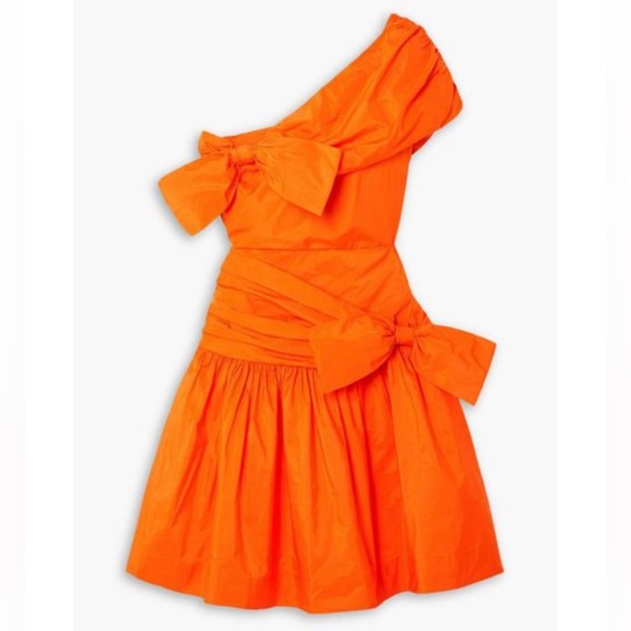 Molly Goddard Orange Meredith One-shoulder Bow-detailed Taffeta Mini Dress - Picture 1 of 6